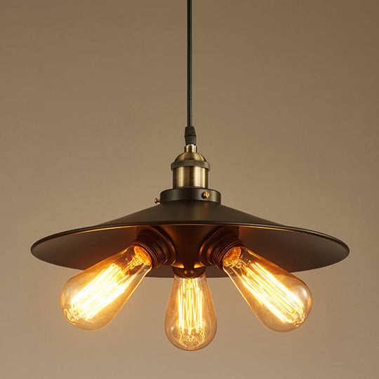 Modern 3-Head Black UFO Pendant Light - Industrial Metal Chandelier Fixture