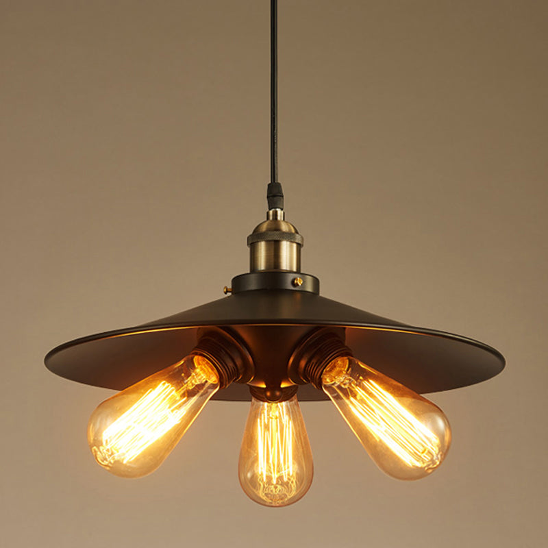 Black 3-Head Metal Ufo Pendant Light For Creative Industrial Chandelier Lighting