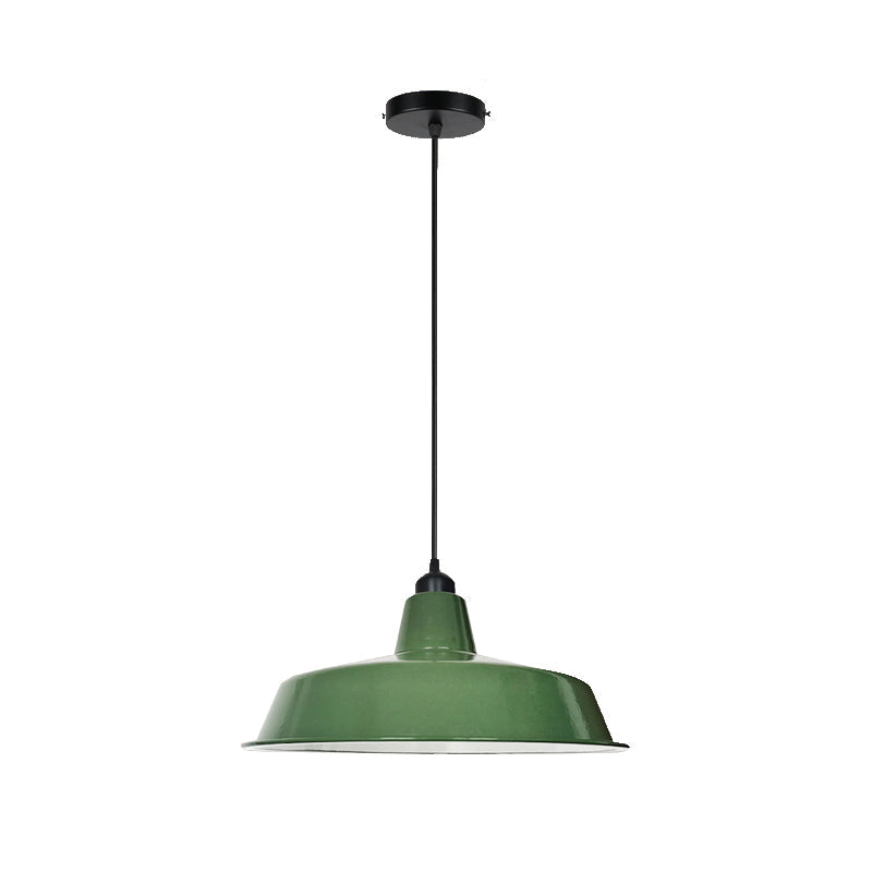 Green Barn Pendant Lamp - Loft Style Metal, 1-Bulb Suspension Light for Dining Room