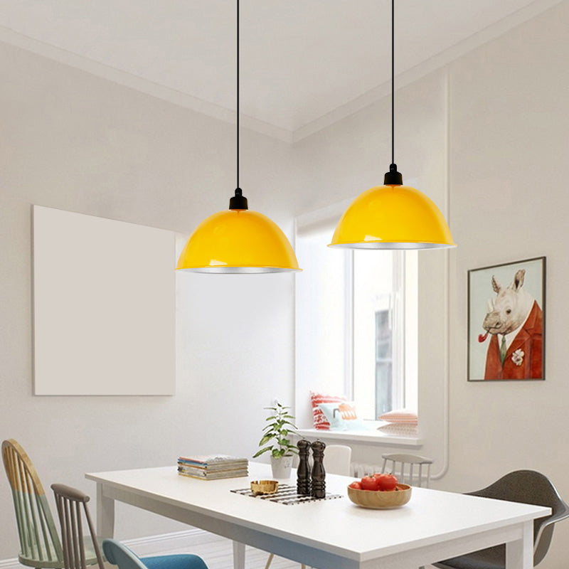 Metallic Suspension Pendant Light: Bowl-Shaped Design for Dining Room