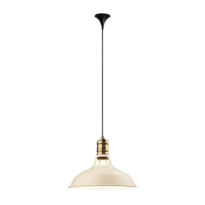 Industrial Iron Barn-Shaped Pendulum Light With Vented Socket - 1 Bulb Dining Room Pendant Fixture