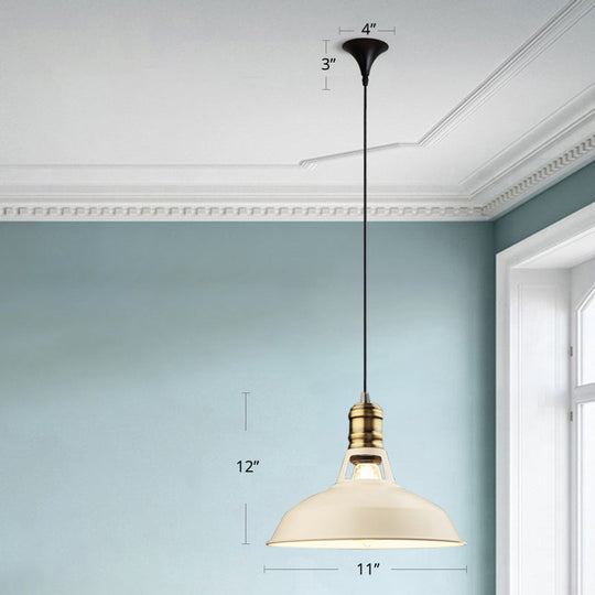 Industrial Iron Barn-Shaped Pendulum Light With Vented Socket - 1 Bulb Dining Room Pendant Fixture