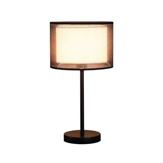 Minimalist Single-Bulb Table Lamp With Drum Shade Stylish Fabric Lighting For Living Room Nightstand