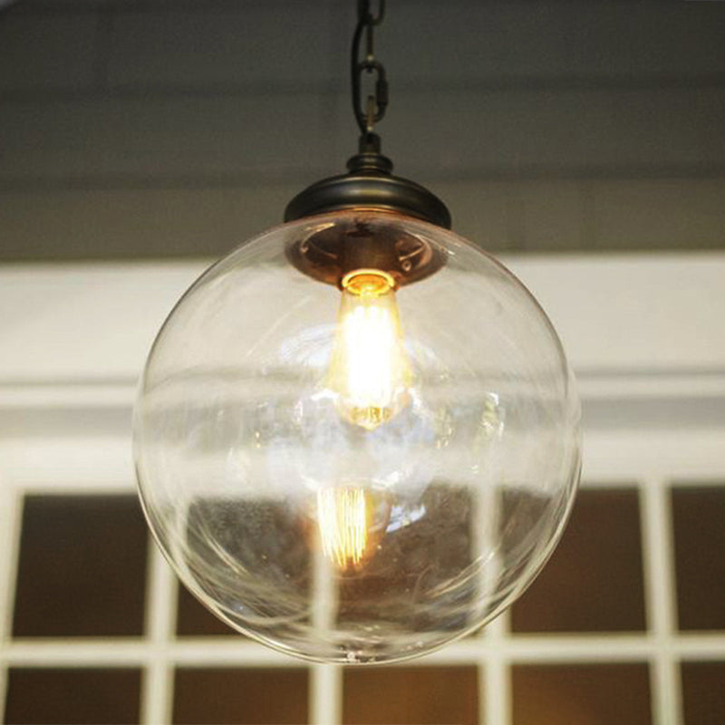 Simplicity Pendant Light: Clear Glass Sphere Hanging Light Fixture Ideal For Restaurants Single Bulb