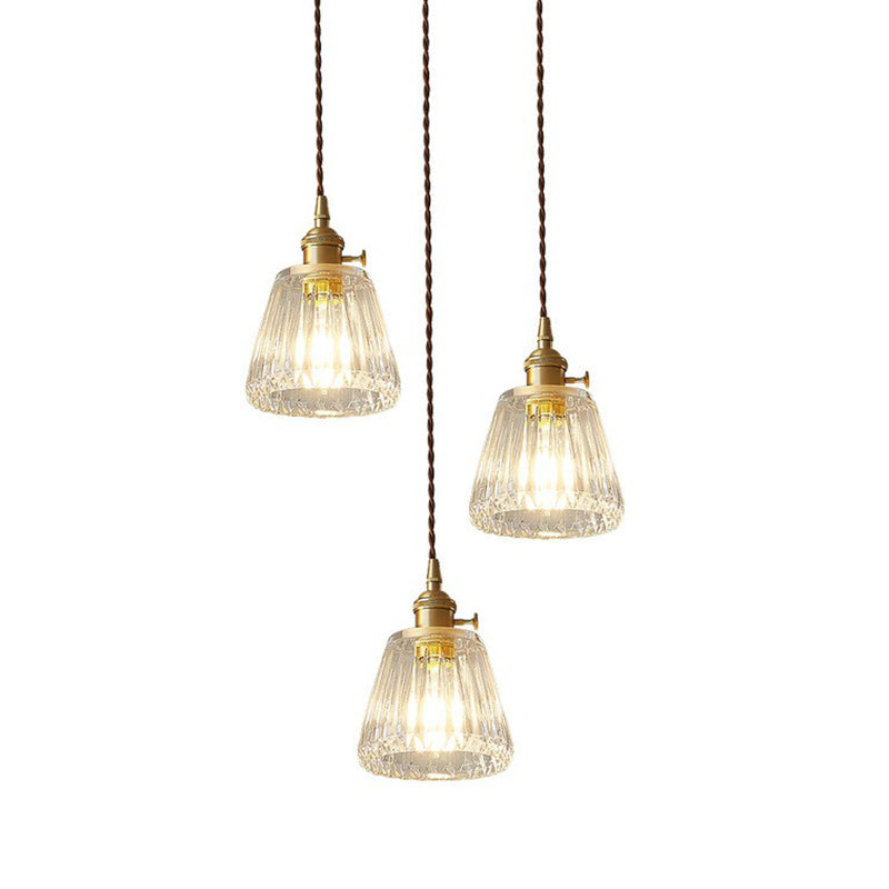 Vintage Clear Glass Hanging Lamp: Tapered Single-Bulb Pendant For Restaurants