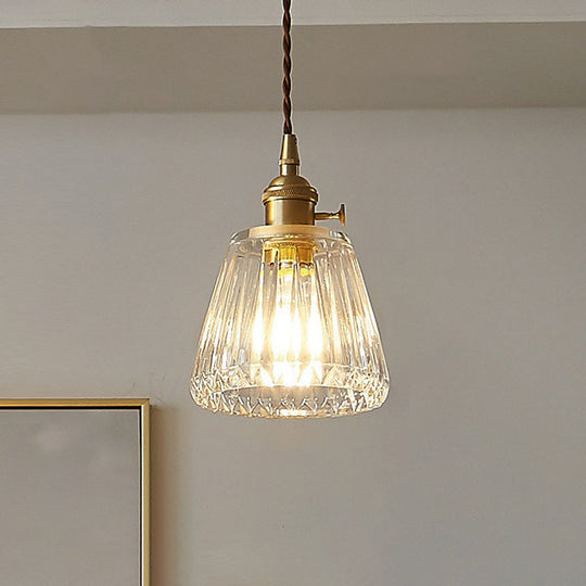 Vintage Clear Glass Hanging Lamp: Modern Tapered Design, Ideal for Restaurants - Single-Bulb Pendant Light Fixture