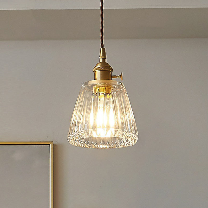 Vintage Clear Glass Hanging Lamp: Tapered Single-Bulb Pendant For Restaurants