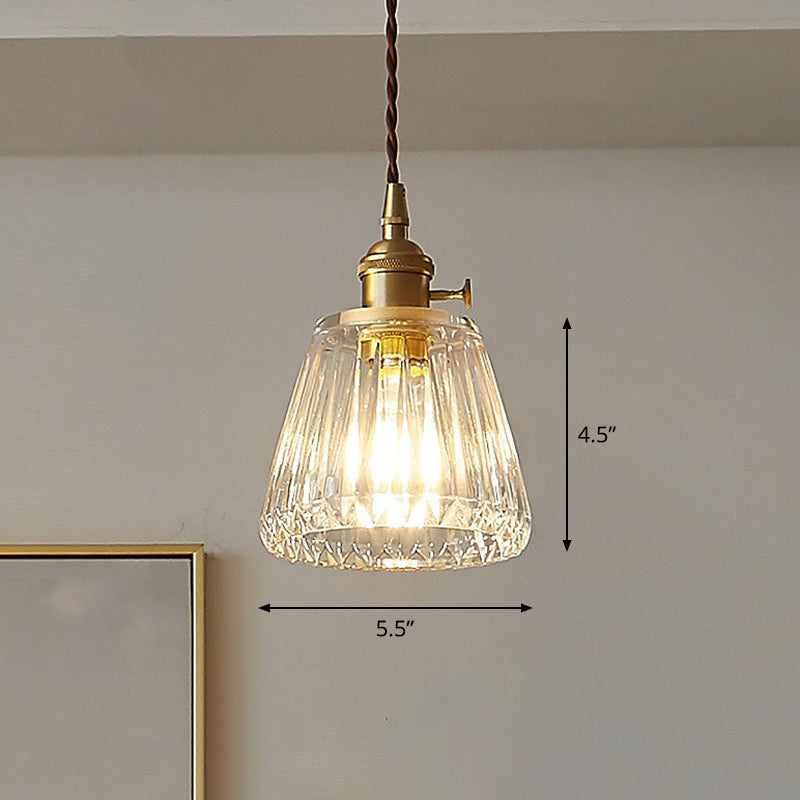 Vintage Clear Glass Hanging Lamp: Modern Tapered Design, Ideal for Restaurants - Single-Bulb Pendant Light Fixture