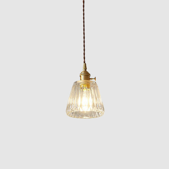 Vintage Clear Glass Hanging Lamp: Modern Tapered Design, Ideal for Restaurants - Single-Bulb Pendant Light Fixture