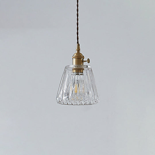 Vintage Clear Glass Hanging Lamp: Tapered Single-Bulb Pendant For Restaurants