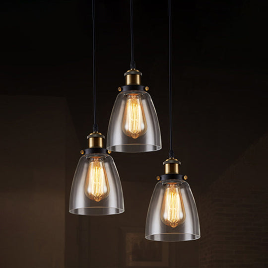 Clear Glass Industrial Bell Pendant Light for Restaurants - Single Hanging Ceiling Light