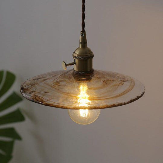 Vintage Cognac Glass Cone Shade Pendant Lamp - Single-Bulb Restaurant Lighting