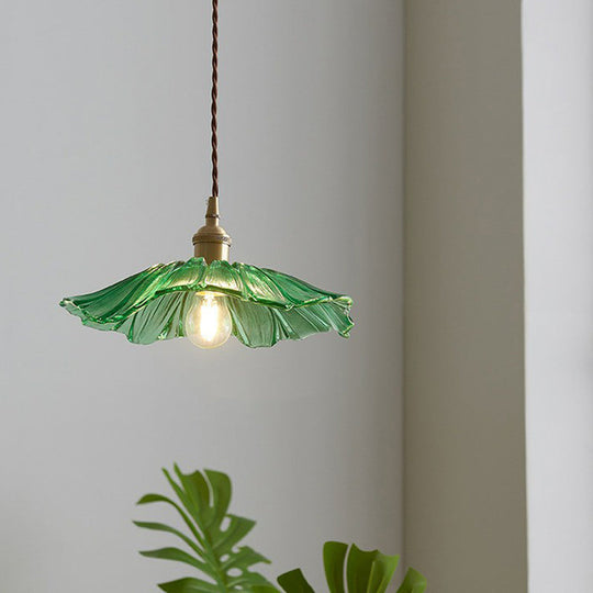 Vintage Floral Pendant Light With Ruffle Glass - Ideal For Restaurants