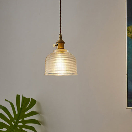 Prismatic Glass Bell Hanging Light Simplicity 1-Light Clear Ideal For Dining Rooms