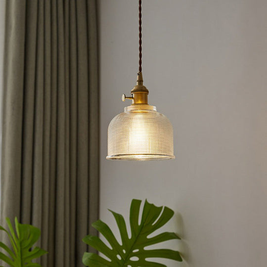 Prismatic Glass Bell Hanging Light Simplicity 1-Light Clear Ideal For Dining Rooms