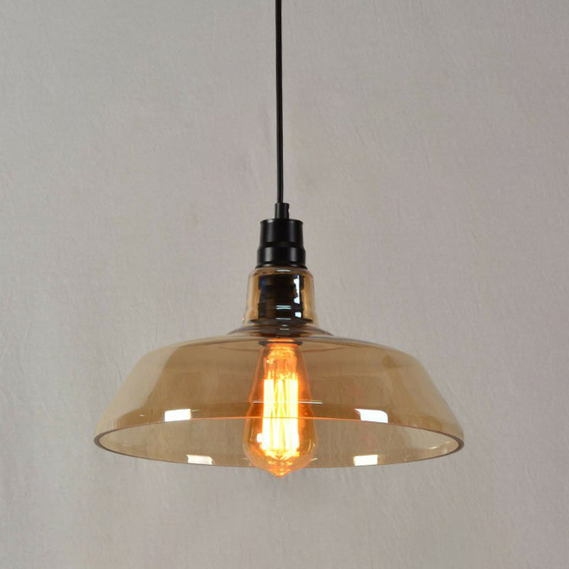 Vintage Style Glass Hanging Lamp - Single-Bulb Pendant For Restaurants Amber