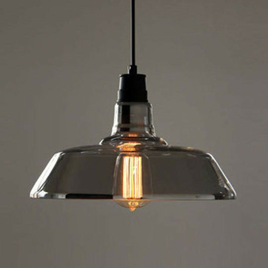 Vintage Glass Pendant Lamp with Single Bulb for Restaurant Lighting