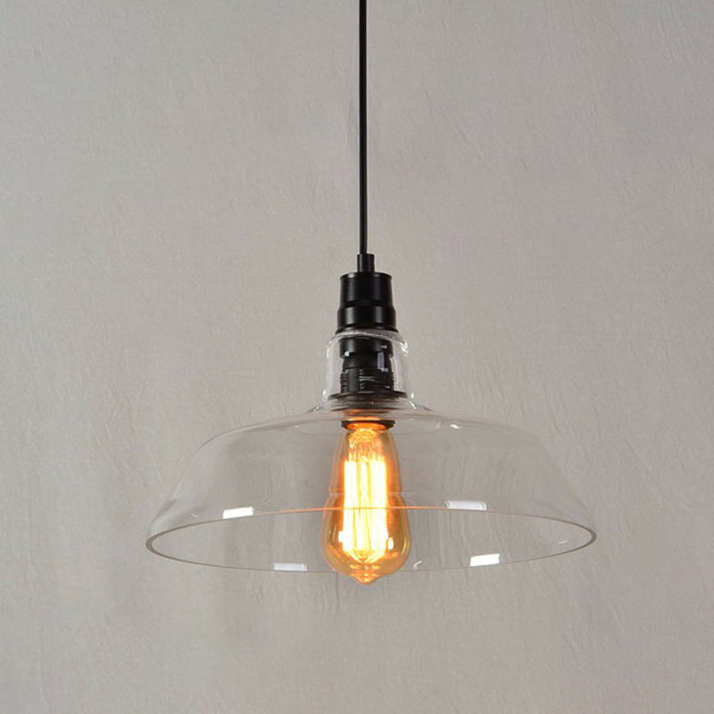 Vintage Style Glass Hanging Lamp - Single-Bulb Pendant For Restaurants Clear