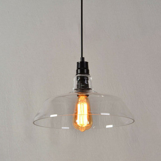 Vintage Style Glass Hanging Lamp - Single-Bulb Pendant For Restaurants Clear