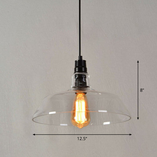 Vintage Glass Pendant Lamp with Single Bulb for Restaurant Lighting