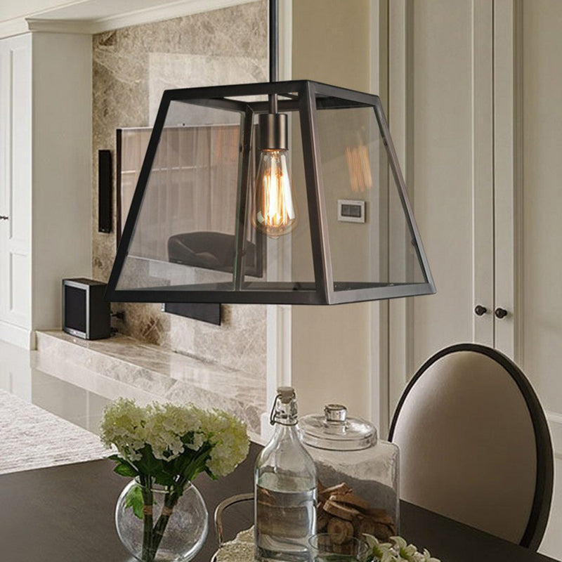 Antique Clear Glass Pendant Light - Stylish 1-Light Hanging Fixture for Restaurants