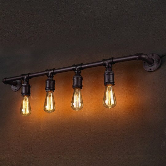 Steampunk Rustic Wall Mounted Lamp With Linear Design And Iron Finish For Restaurants 4 / Rust