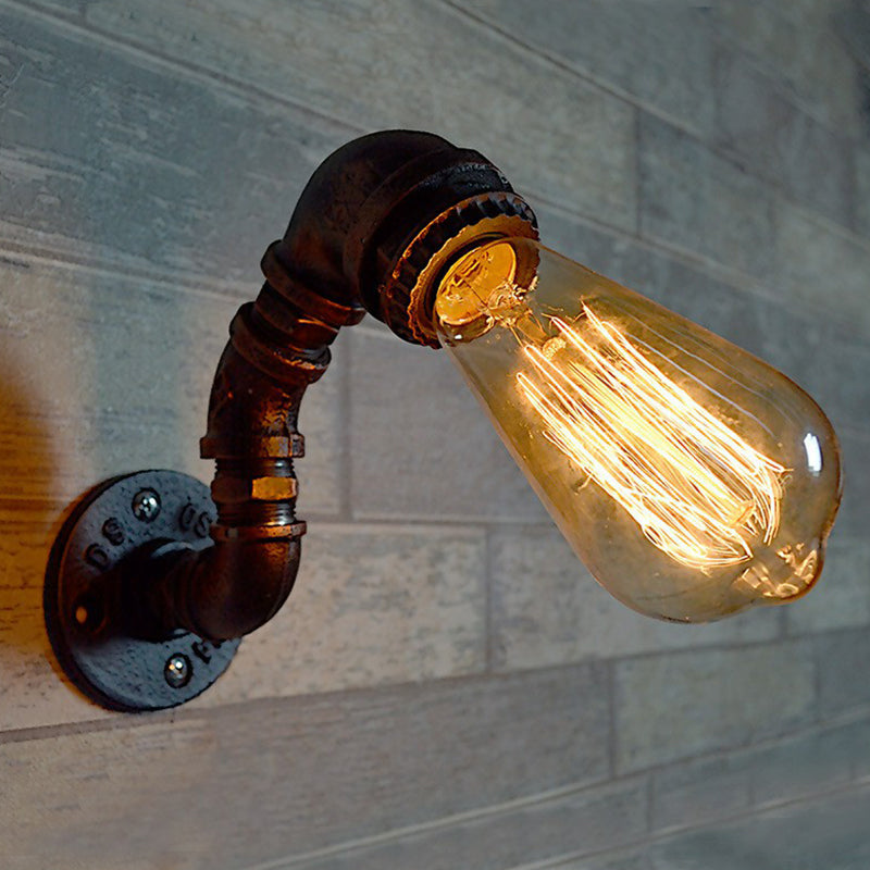 Industrial Rustic Pipe Wall Light With 1 Bulb - Garage Sconce Fixture