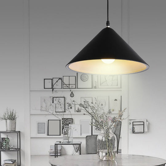 Minimalistic Conical Pendant Light For Dining Room - Metal Fixture 1 Head