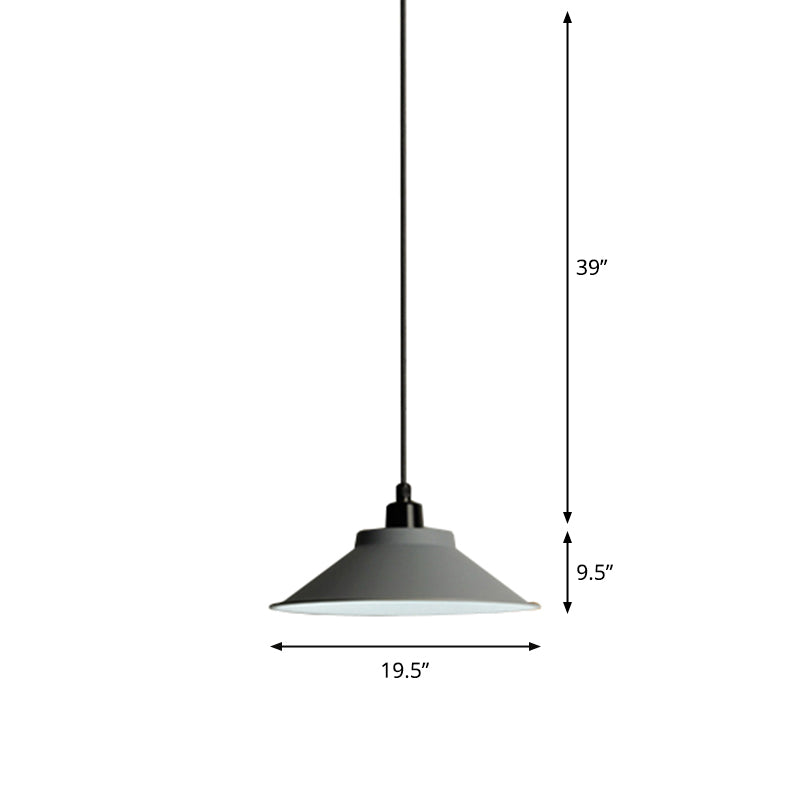 Nordic Metal Hanging Lamp with Grey Saucer Shape for Dining Room Ceiling - 1 Bulb Pendant Light