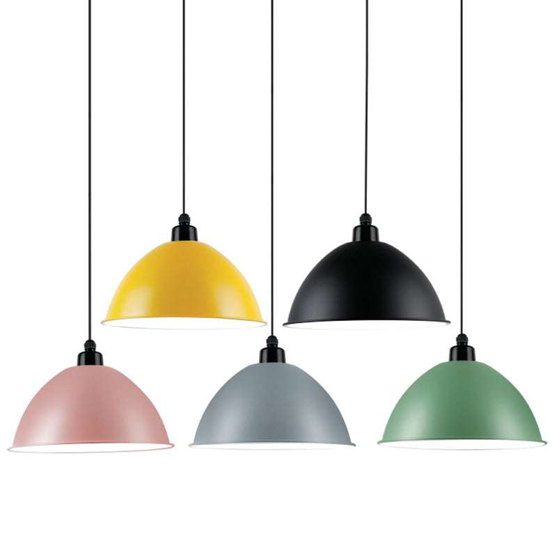 Macaron Dome Pendant Light - Metallic 1 Head Ceiling Lamp for Dining Room