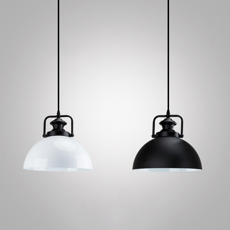 Industrial Geometric Metal Pendant Light With Black Finish And Single Bulb / F