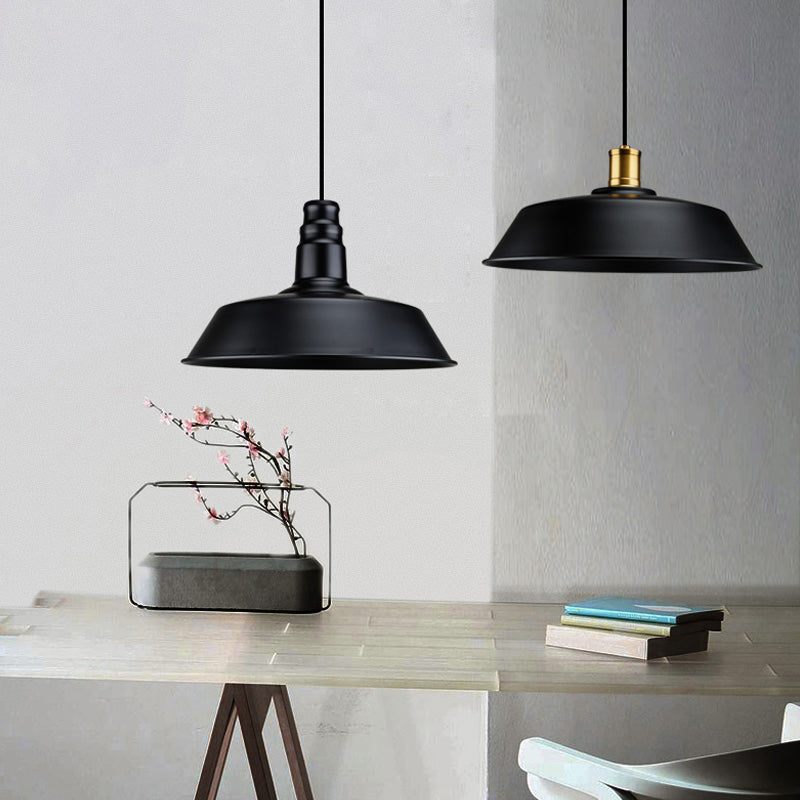 Modern Metal Black Pendant Light with Geometric Shade - Single Bulb Industrial Hanging Fixture