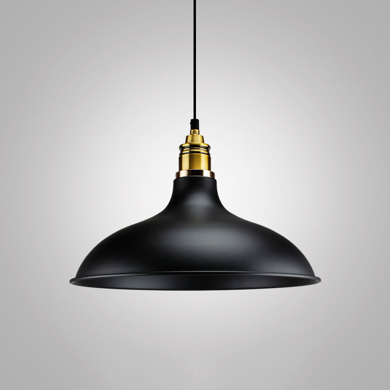 Industrial Geometric Metal Pendant Light With Black Finish And Single Bulb / A