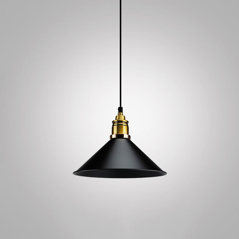 Industrial Geometric Metal Pendant Light With Black Finish And Single Bulb / D