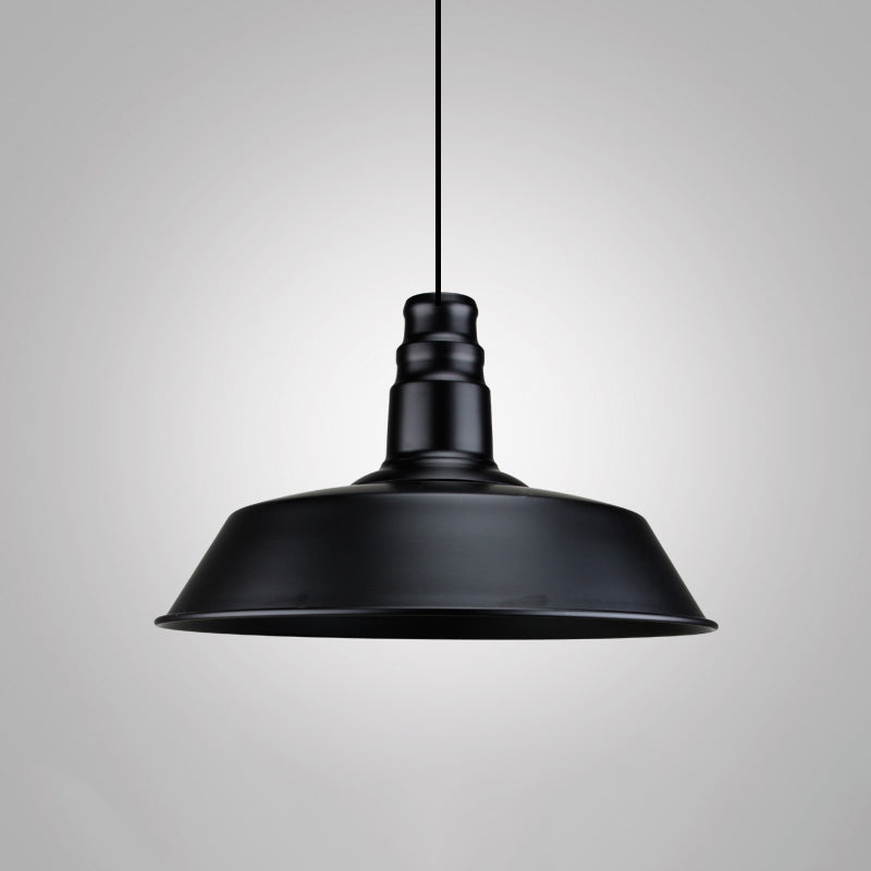 Industrial Geometric Metal Pendant Light With Black Finish And Single Bulb / E