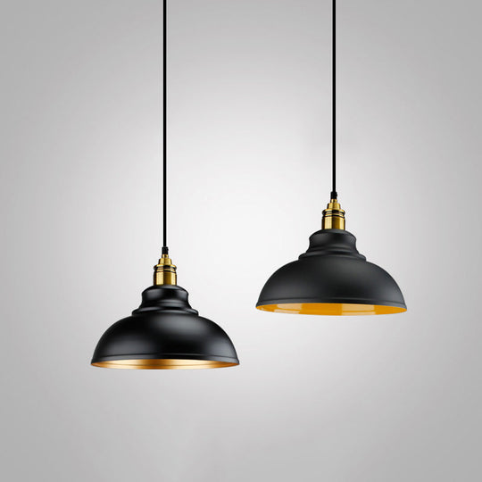 Industrial Geometric Metal Pendant Light With Black Finish And Single Bulb / K