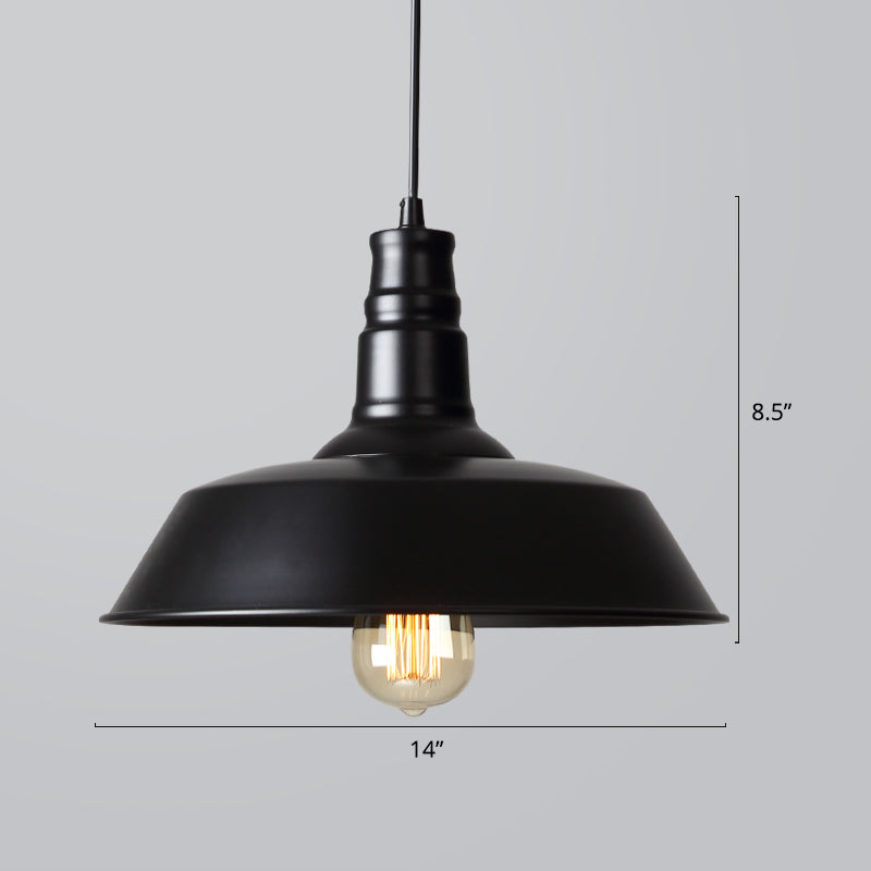 Industrial Style Iron Pendant Light Fixture - Barn Restaurant Hanging Lamp Black / Medium