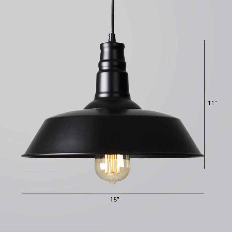 Industrial Style Iron Pendant Light Fixture - Barn Restaurant Hanging Lamp Black / Large