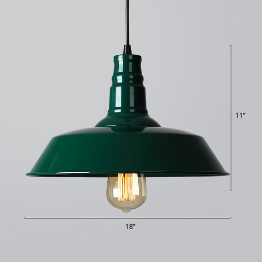 Industrial Style Iron Pendant Light Fixture - Barn Restaurant Hanging Lamp Green / Large