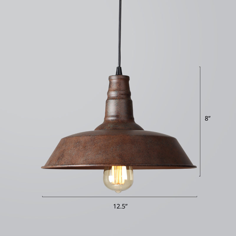 Industrial Style Iron Pendant Light Fixture - Barn Restaurant Hanging Lamp Bronze / Small