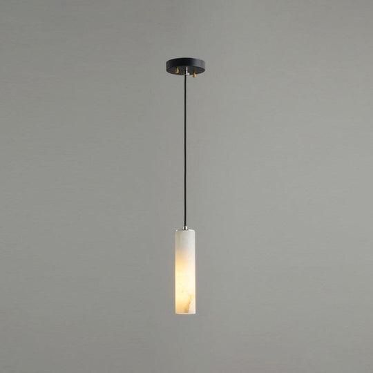 Marble Tubular Minimalistic Hanging Ceiling Light in White