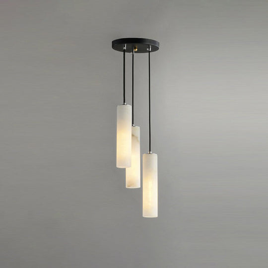 Minimalistic Tubular Bedroom Pendulum Ceiling Light In White Marble 3 /