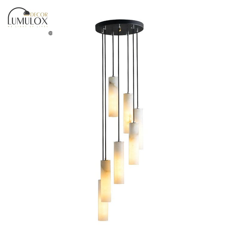 Marble Tubular Minimalistic Hanging Ceiling Light in White