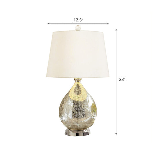 Contemporary Single-Bulb Fabric Empire Shade Table Light For Living Room White