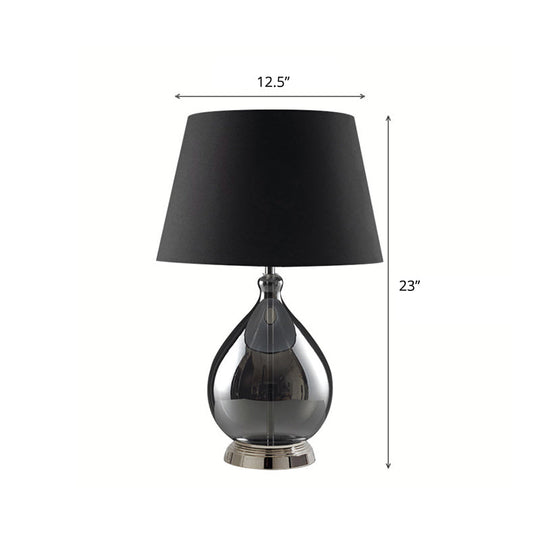 Contemporary Single-Bulb Fabric Empire Shade Table Light For Living Room Black