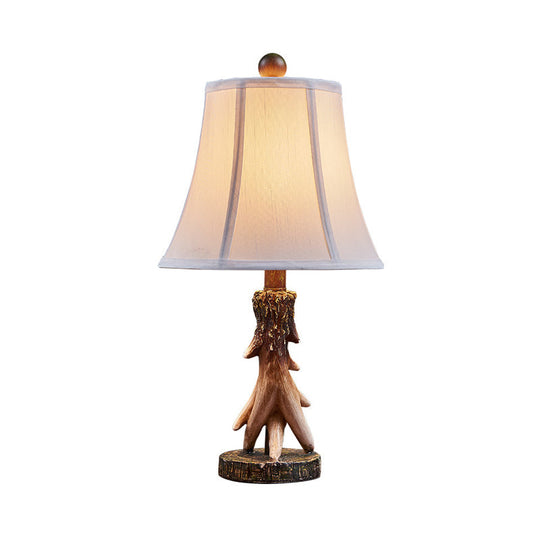 Traditional Bell Fabric Reading Lamp White Wood Base Ideal For Bedroom