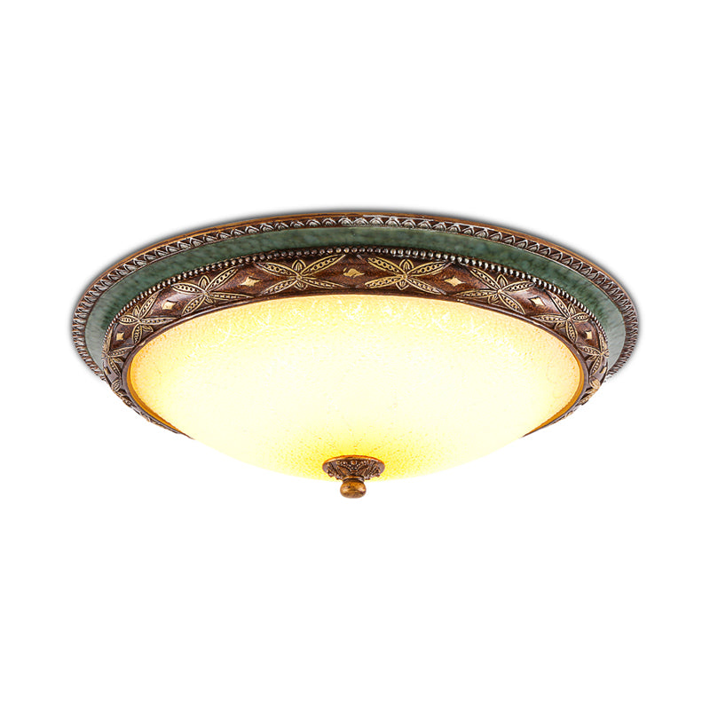 Green Flower Flush Mount LED Ceiling Light - Traditional Resin Design - Warm/White Light - 16"/19.5"/13.5" - For Living Room