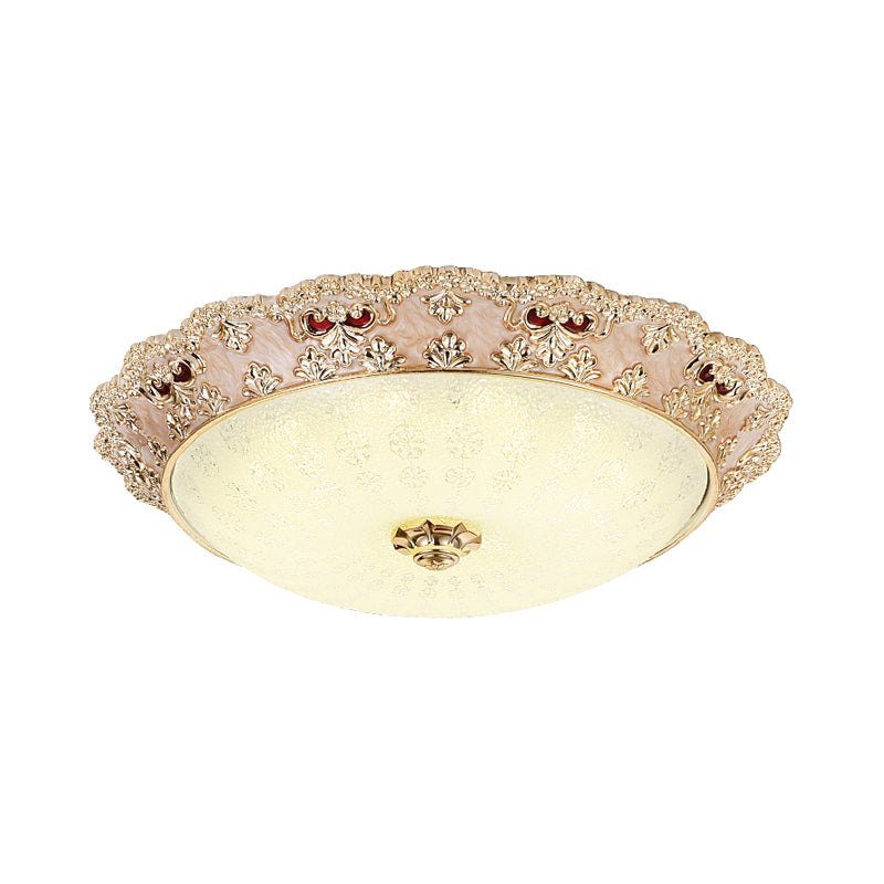 Flower Resin LED Flush Mount Ceiling Lamp for Traditional Living Rooms in Apricot/Green