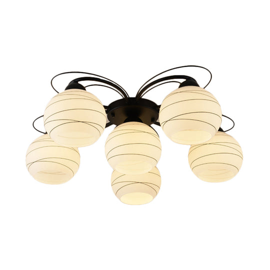 Traditional White Glass Flush Mount Ceiling Light - 3/6/9 Orb Lights for Living Room