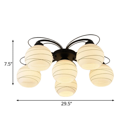 Traditional White Glass Flush Mount Ceiling Light - 3/6/9 Orb Lights for Living Room